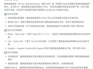 关于SSR究竟为何物的全面解析：探寻科技领域新风尚