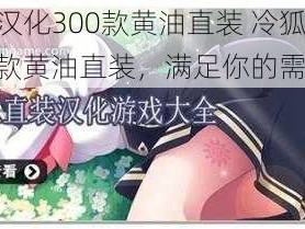 冷狐汉化300款黄油直装 冷狐汉化 300 款黄油直装，满足你的需求