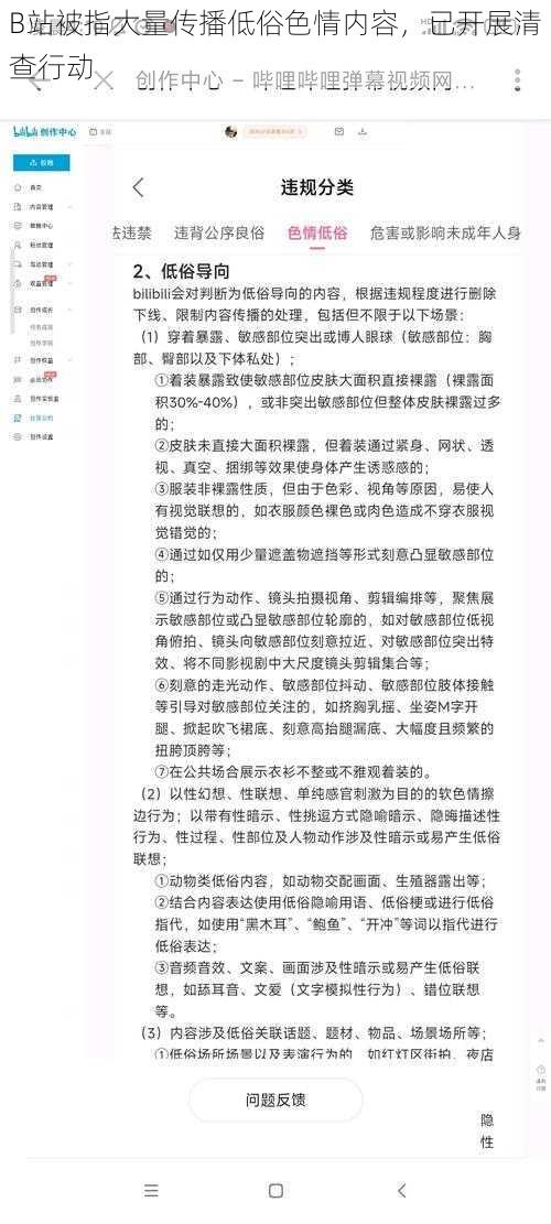 B站被指大量传播低俗色情内容，已开展清查行动