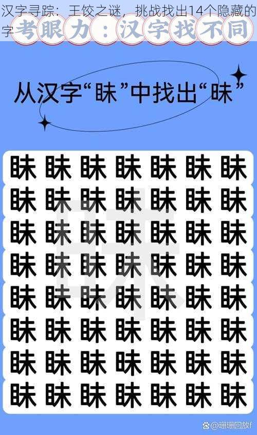 汉字寻踪：王饺之谜，挑战找出14个隐藏的字