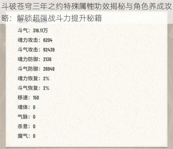 斗破苍穹三年之约特殊属性功效揭秘与角色养成攻略：解锁超强战斗力提升秘籍