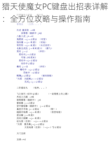 猎天使魔女PC键盘出招表详解：全方位攻略与操作指南