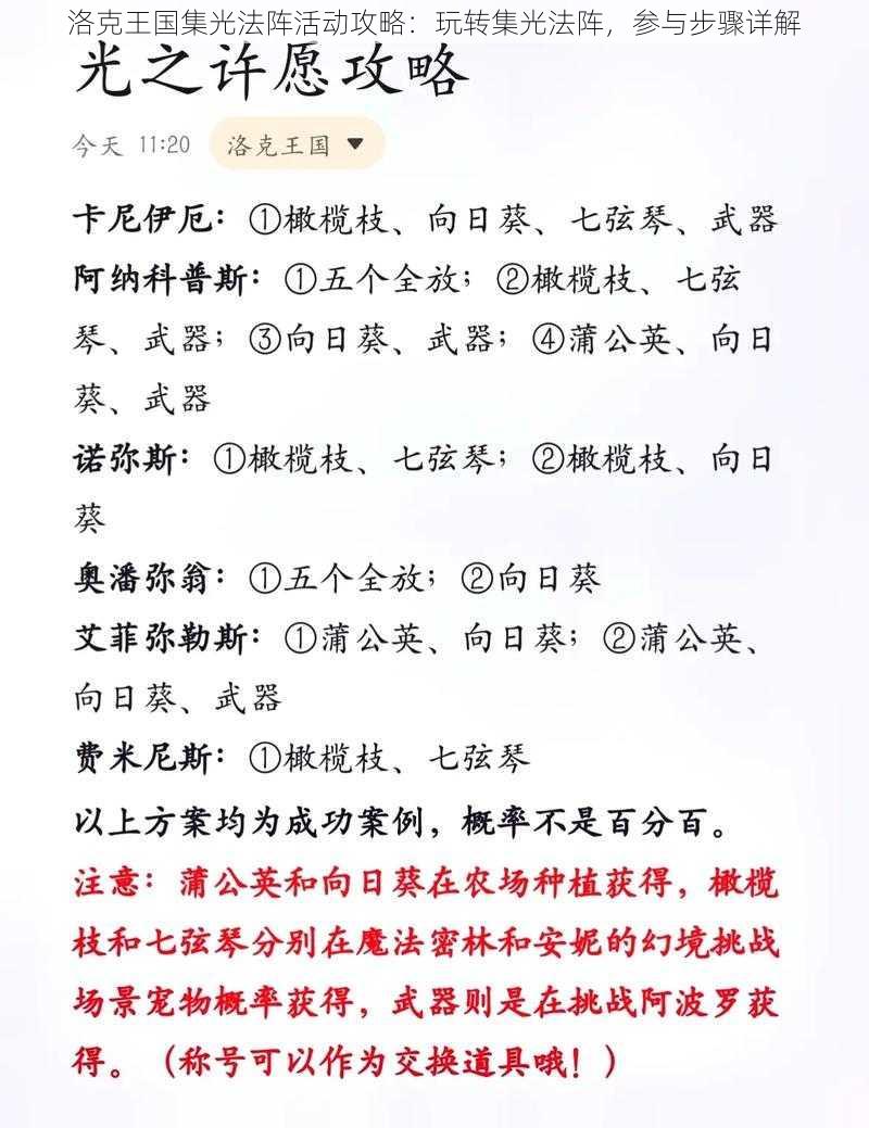 洛克王国集光法阵活动攻略：玩转集光法阵，参与步骤详解