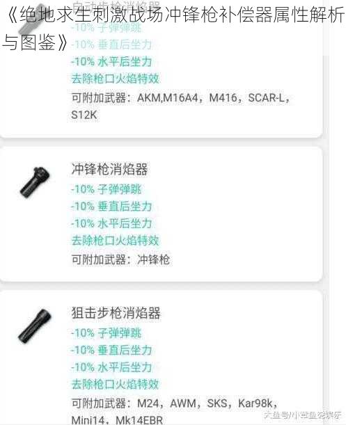 《绝地求生刺激战场冲锋枪补偿器属性解析与图鉴》