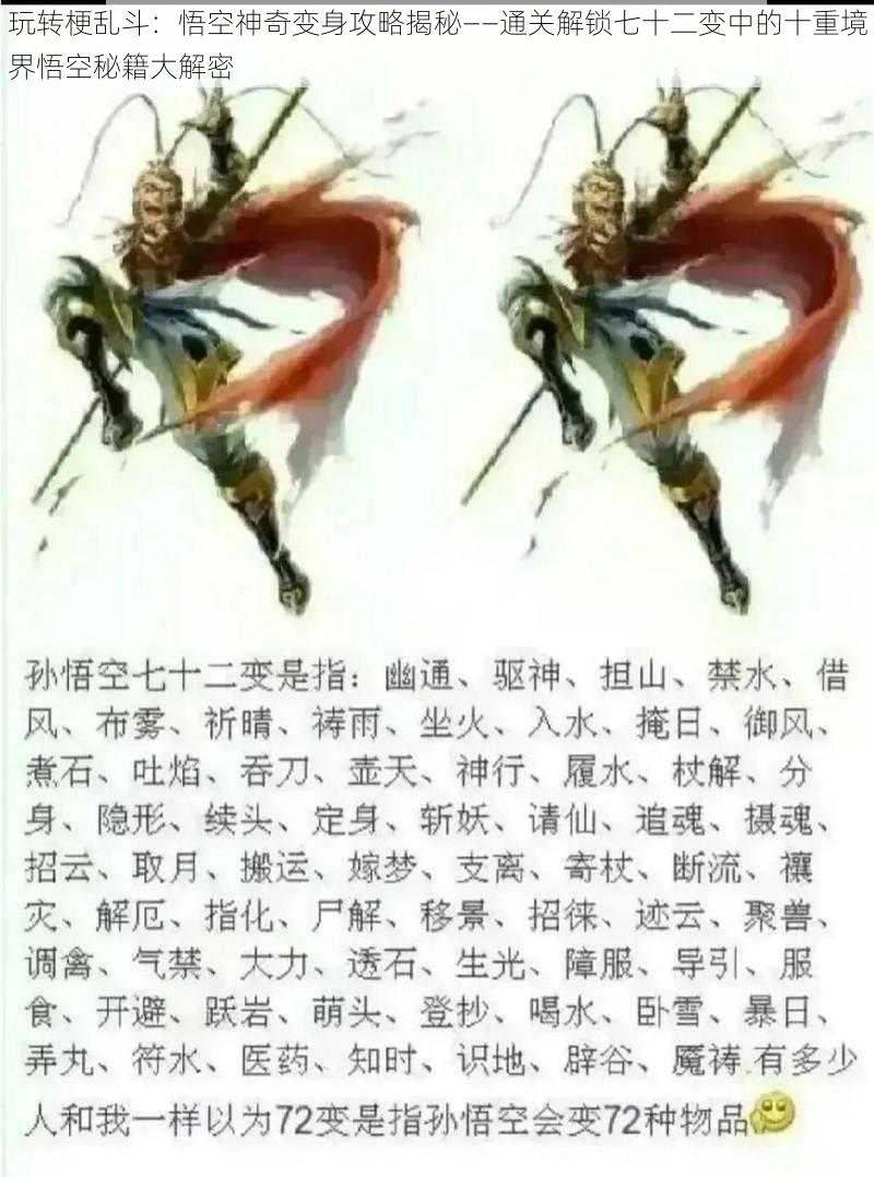 玩转梗乱斗：悟空神奇变身攻略揭秘——通关解锁七十二变中的十重境界悟空秘籍大解密