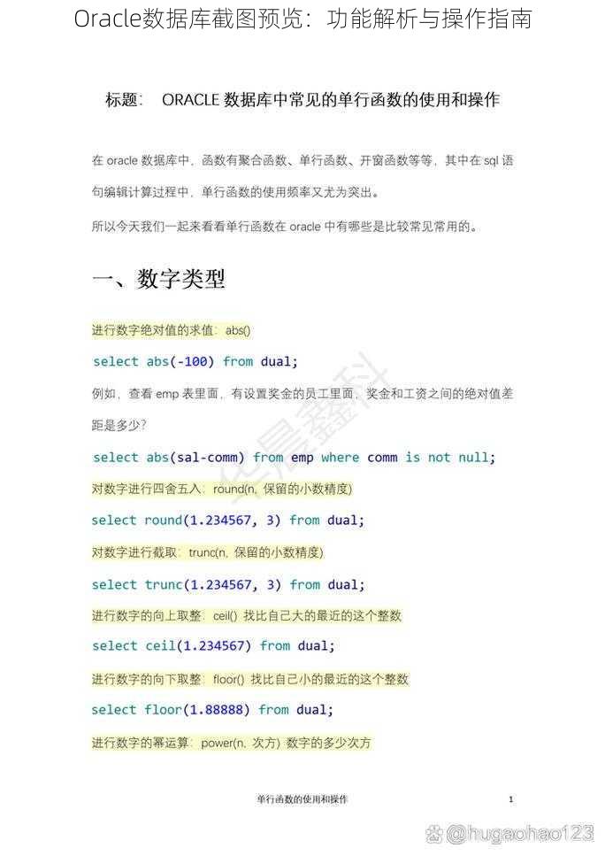 Oracle数据库截图预览：功能解析与操作指南