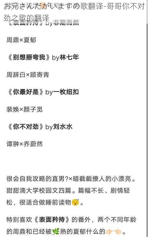 お兄さんだがいますの歌翻译-哥哥你不对劲之歌的翻译