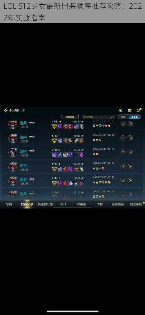 LOL S12龙女最新出装顺序推荐攻略：2022年实战指南