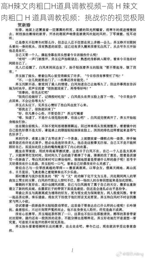 高H辣文肉粗囗H道具调教视频—高 H 辣文肉粗囗 H 道具调教视频：挑战你的视觉极限