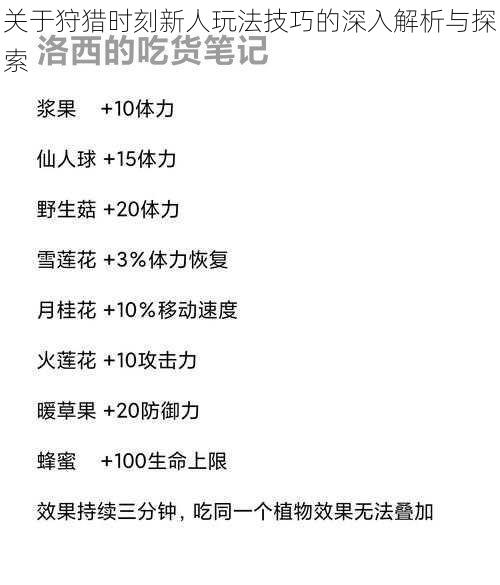 关于狩猎时刻新人玩法技巧的深入解析与探索