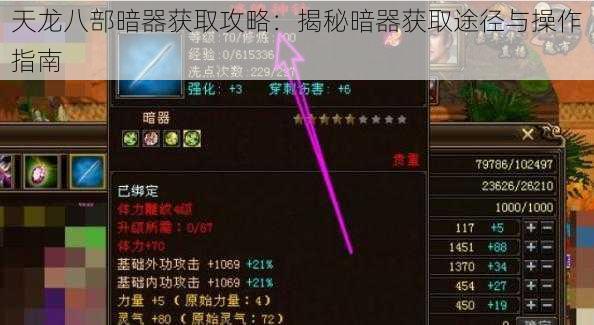 天龙八部暗器获取攻略：揭秘暗器获取途径与操作指南